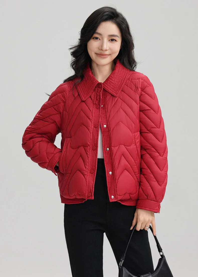 Stylish Boxy Fit Solid Color Women's Lightweight Puffer Jacket