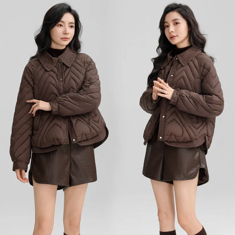 Stylish Boxy Fit Solid Color Women's Lightweight Puffer Jacket