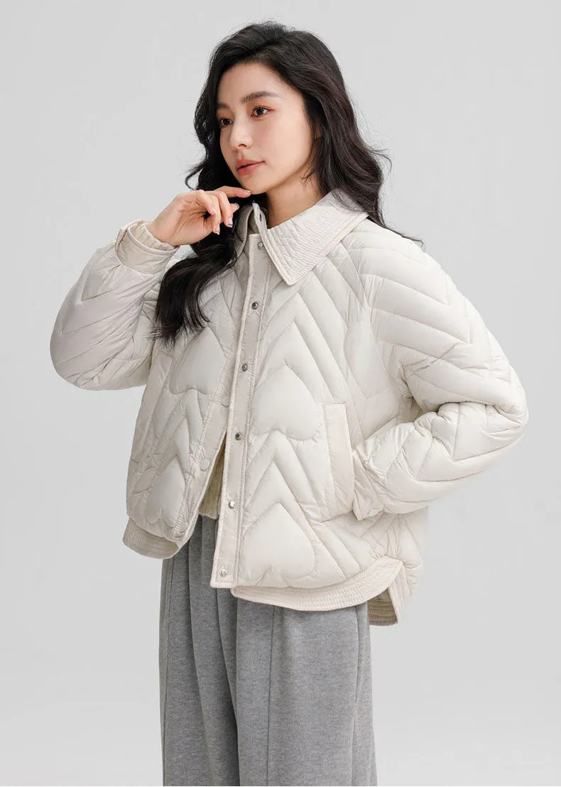 Stylish Boxy Fit Solid Color Women's Lightweight Puffer Jacket