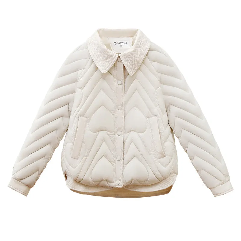 Stylish Boxy Fit Solid Color Women's Lightweight Puffer Jacket