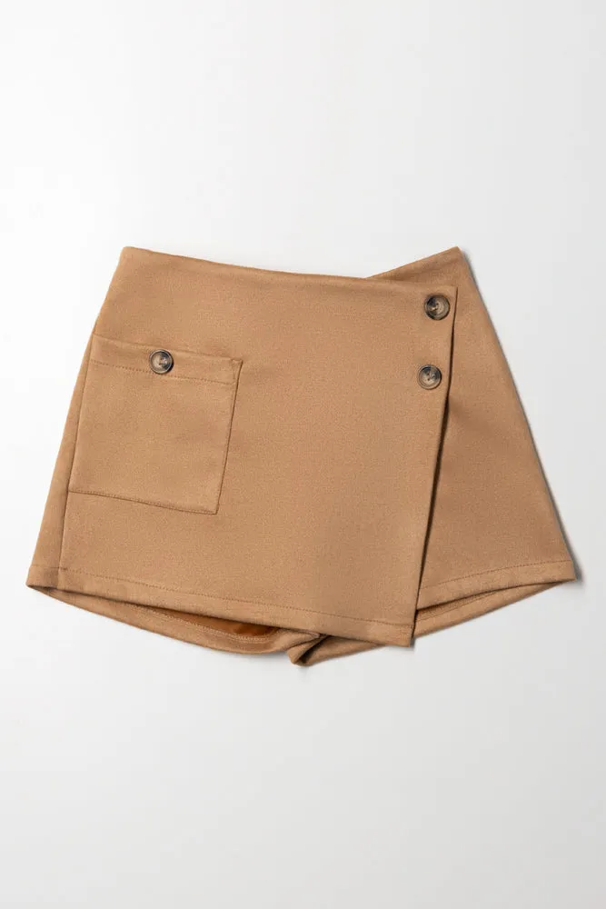 Suede Skort Light Brown
