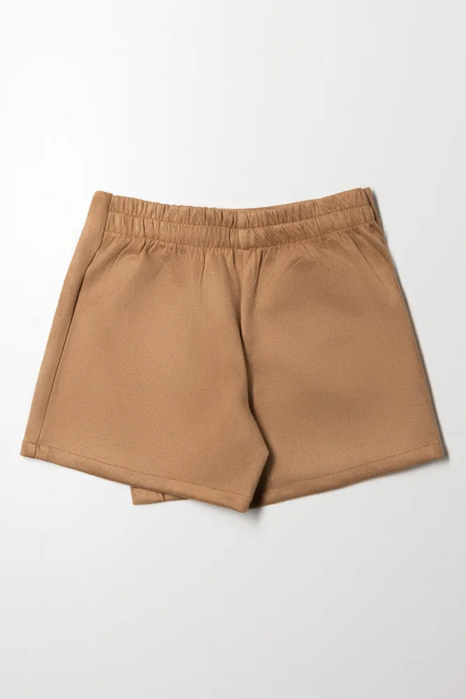 Suede Skort Light Brown