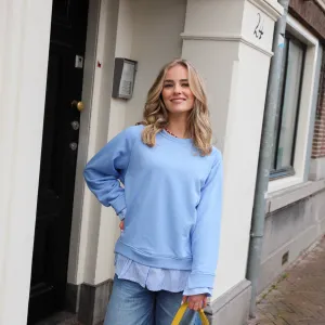Sweater blouse rand blauw