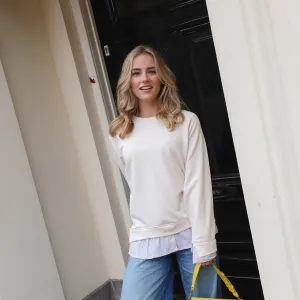 Sweater blouse rand ecru