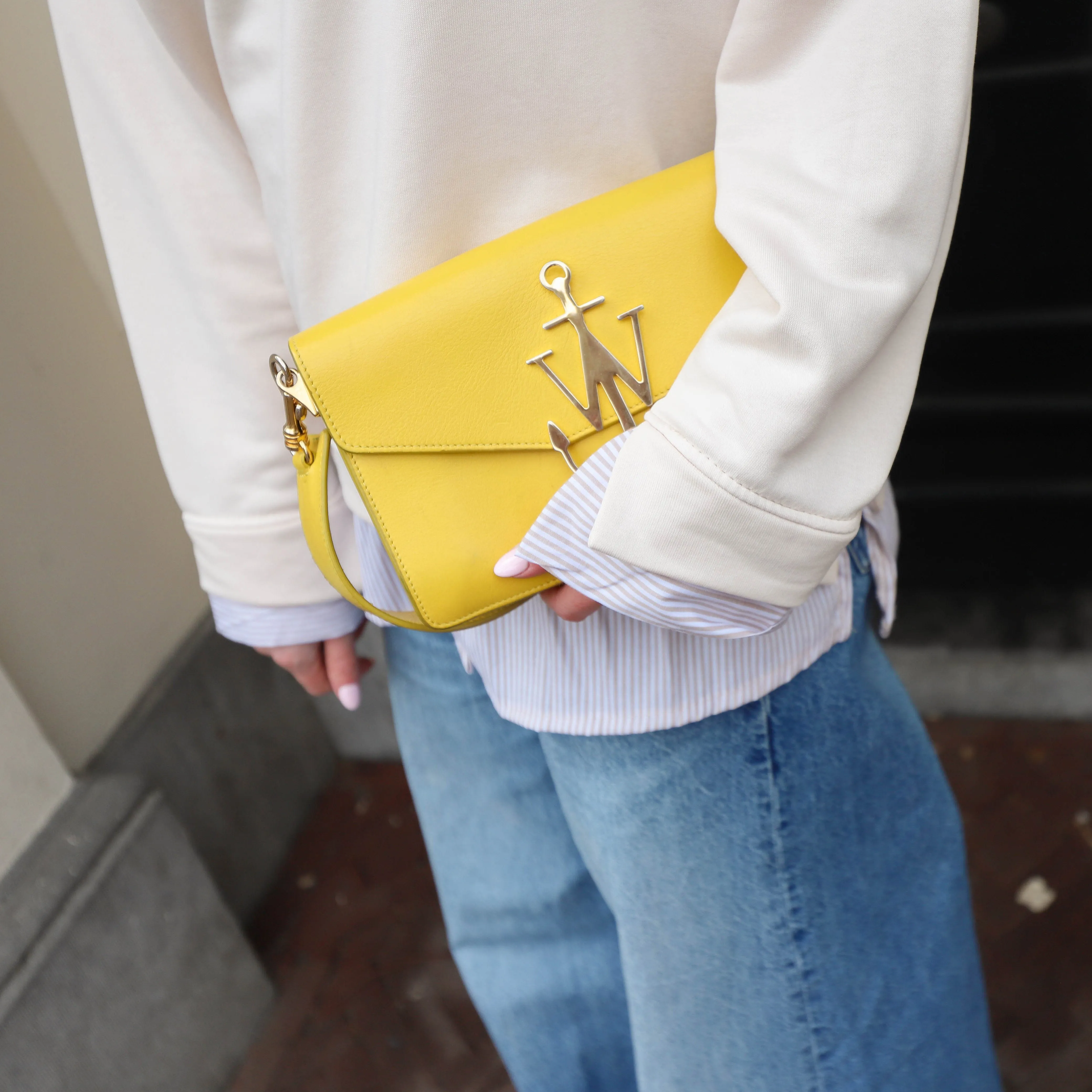 Sweater blouse rand ecru