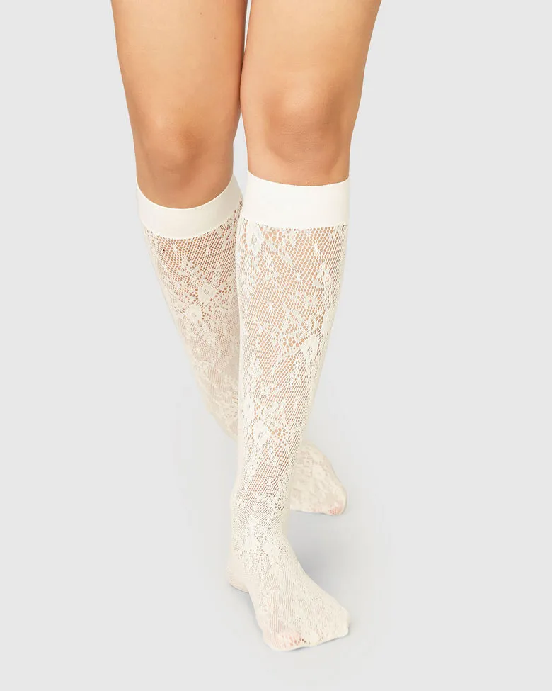 Swedish Stockings Rosa Lace Knee-Highs in Ivory