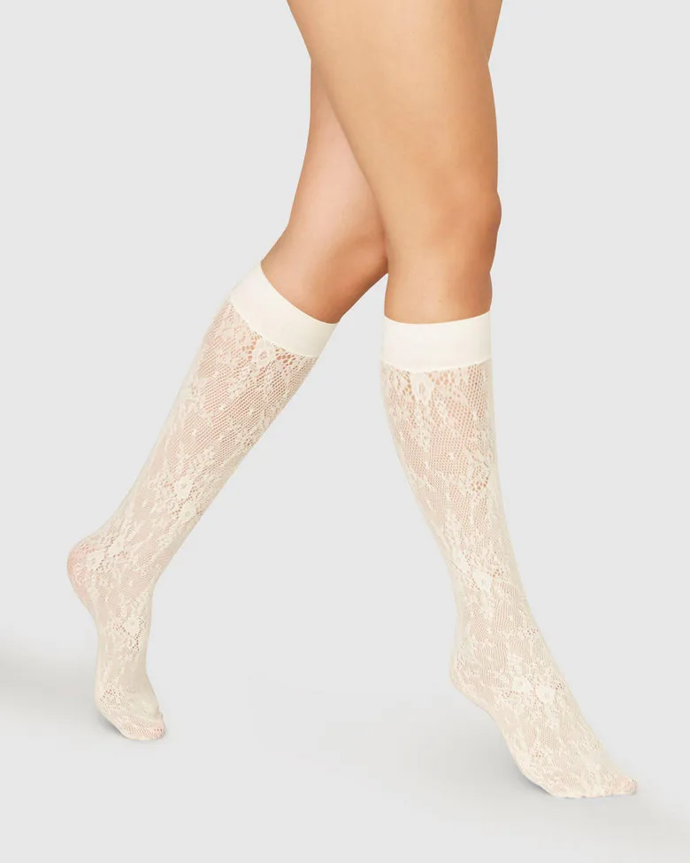 Swedish Stockings Rosa Lace Knee-Highs in Ivory