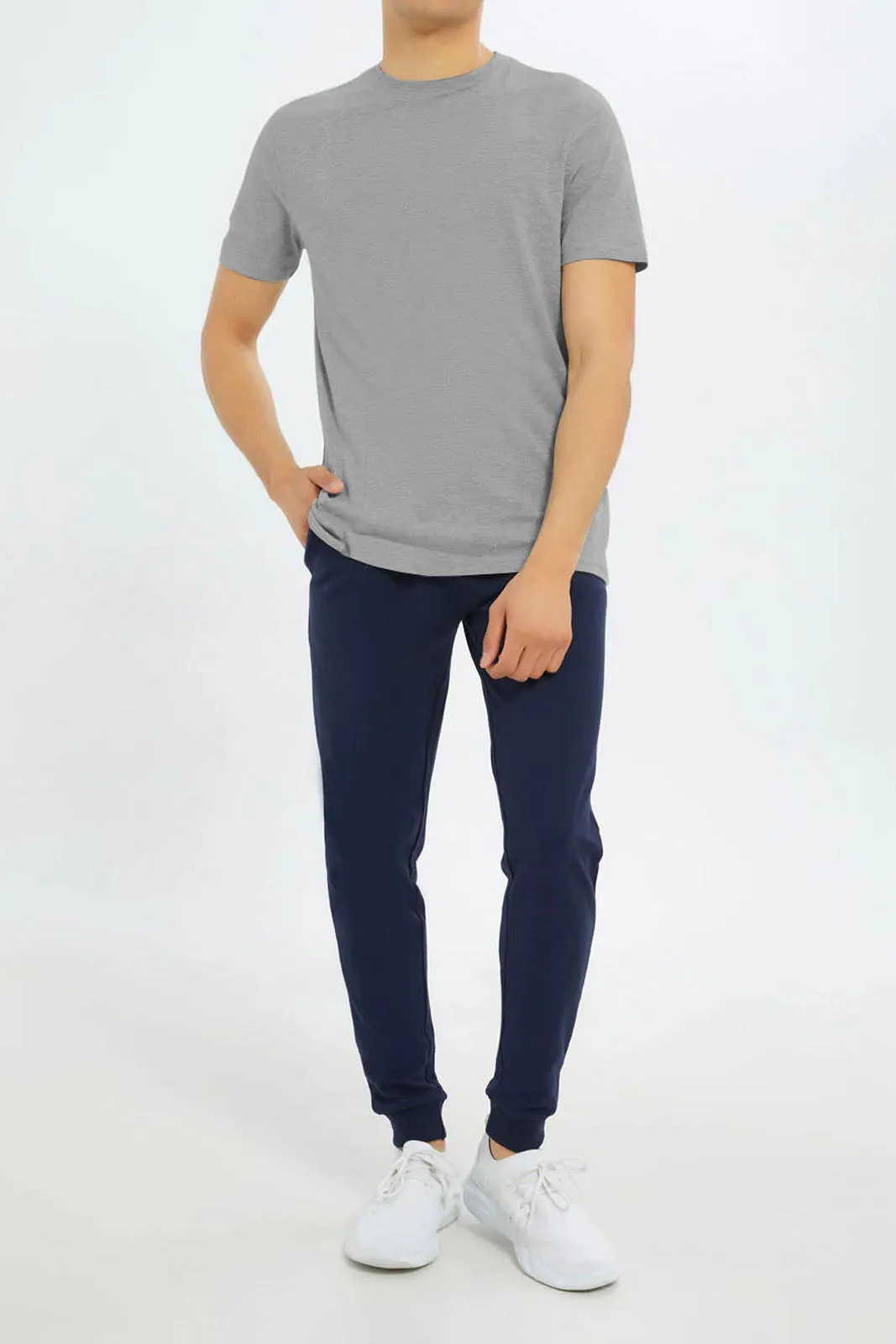 T-Shirt Plain Round Neck - Grey - RNTS-106