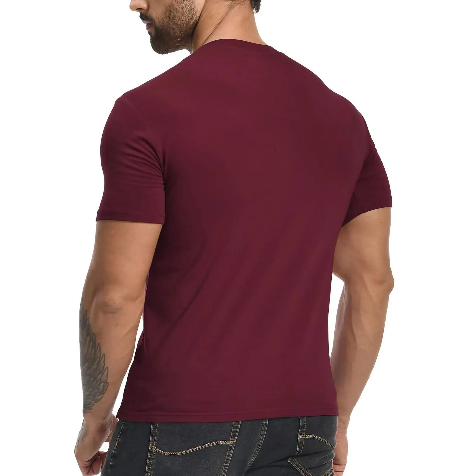 T-shirt uni à manches courtes et col zippé vintage