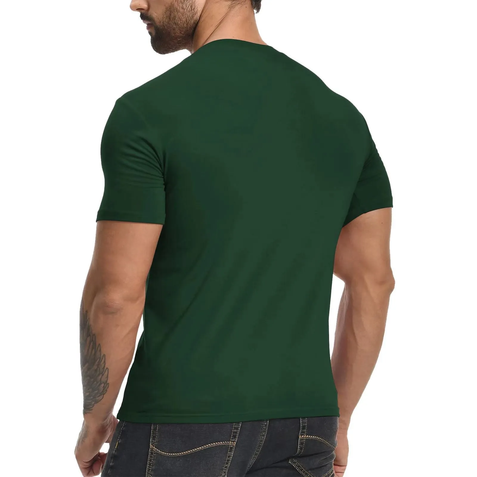 T-shirt uni à manches courtes et col zippé vintage