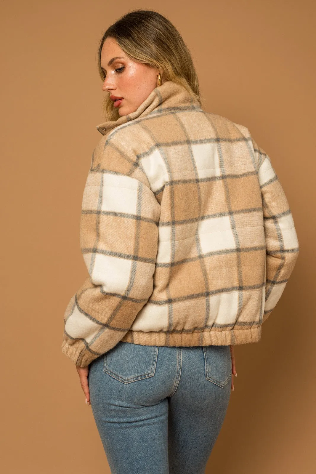 Taupe Plaid Boxy Jacket - Final Sale*