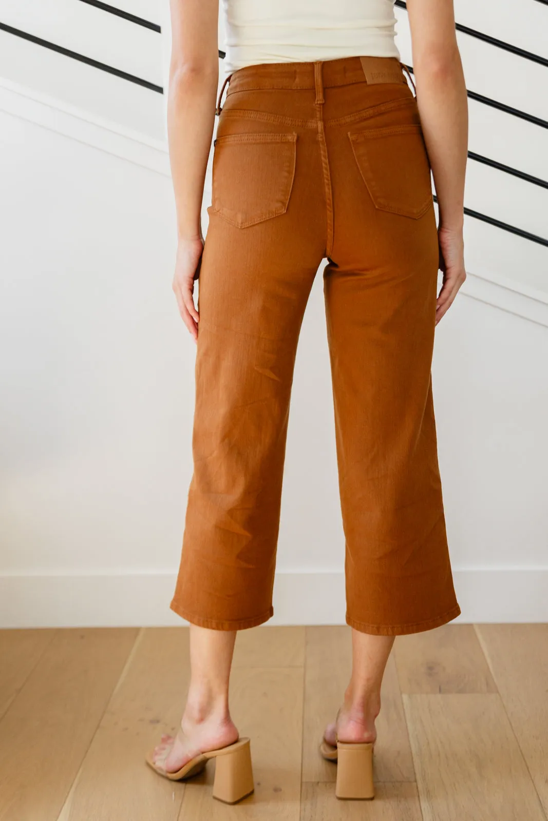 The Gabby- Tummy Control Camel Wide Leg Judy Blue Jeans