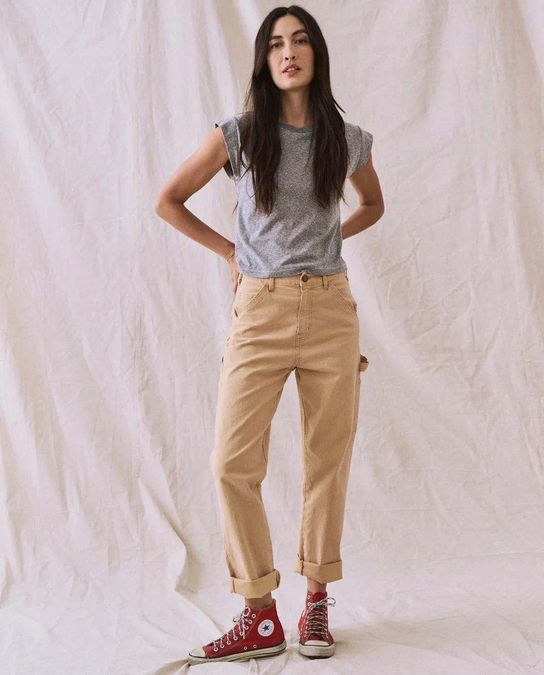 The Great - The Peak Shoulder Tee Heather Grey