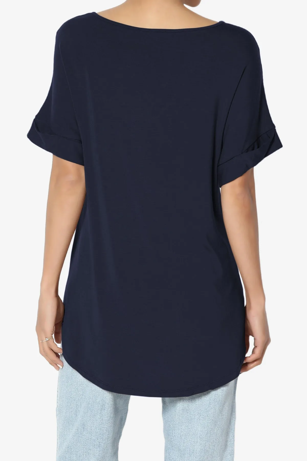 Tracey Wide V-Neck Jersey Top MORE COLORS