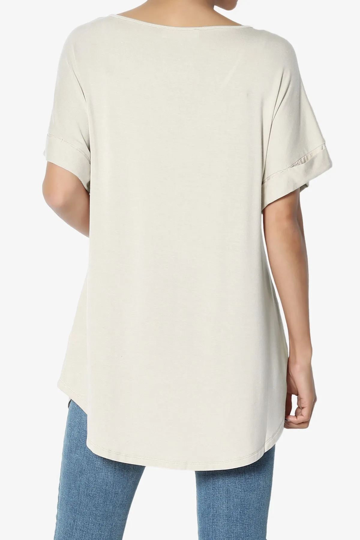Tracey Wide V-Neck Jersey Top MORE COLORS