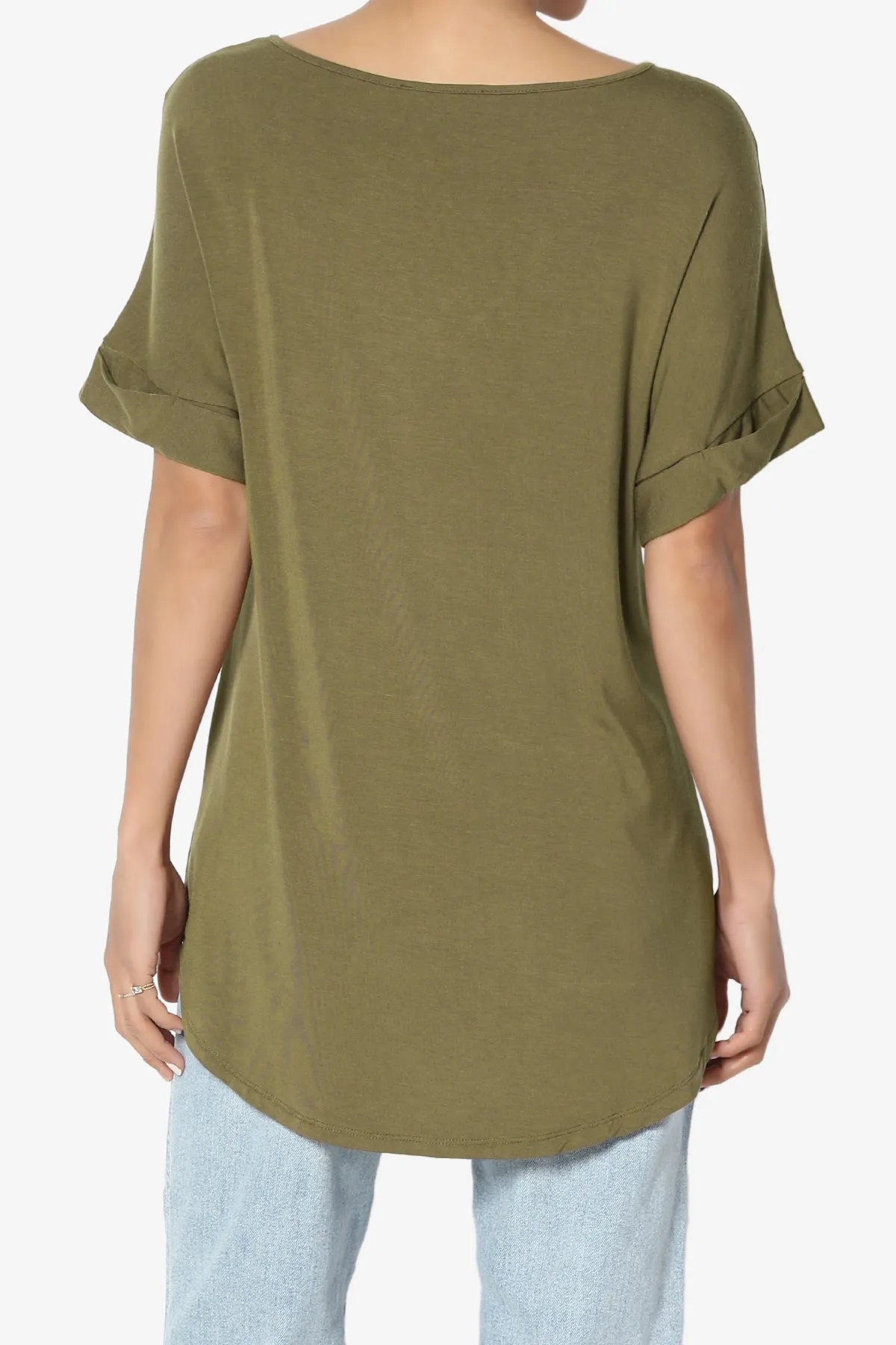 Tracey Wide V-Neck Jersey Top MORE COLORS