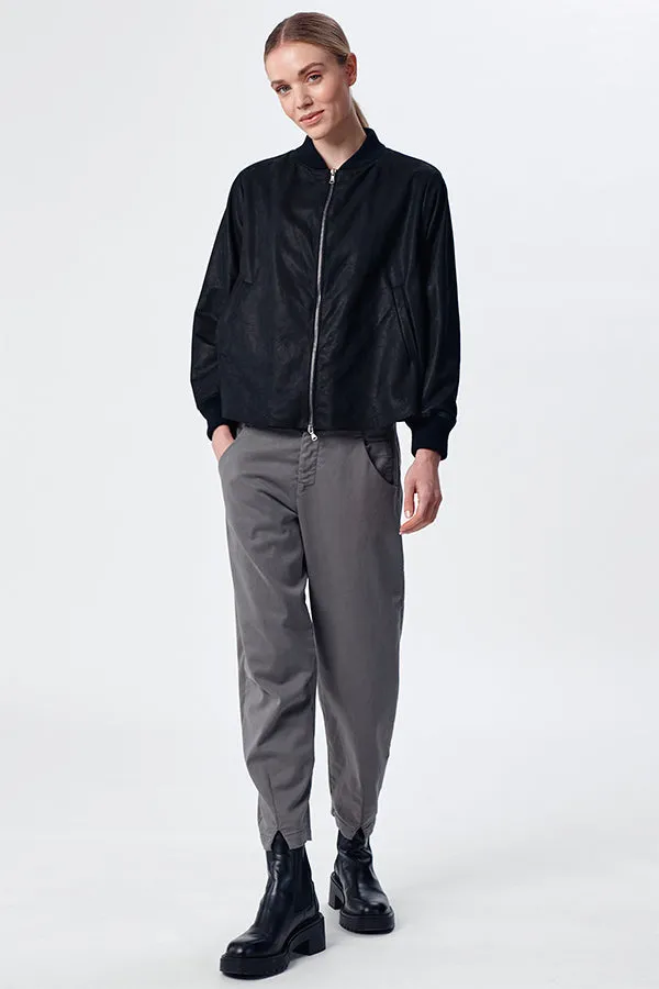 Transit Raw-Edged Leather Bomber Jacket