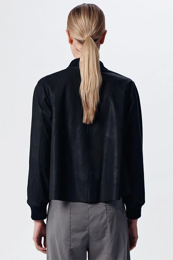 Transit Raw-Edged Leather Bomber Jacket