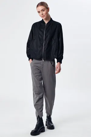 Transit Raw-Edged Leather Bomber Jacket