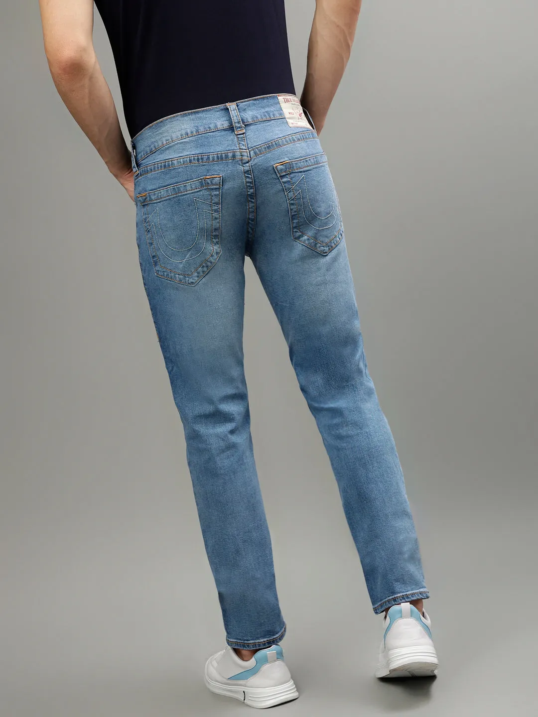True Religion Mens SN Rocco Slim Fit Blue Mid Rise Jeans