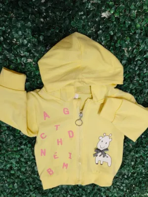 UNISEX COTTON ZIPPER HOODIE JACKETS IN YELLOW for TODDLERS