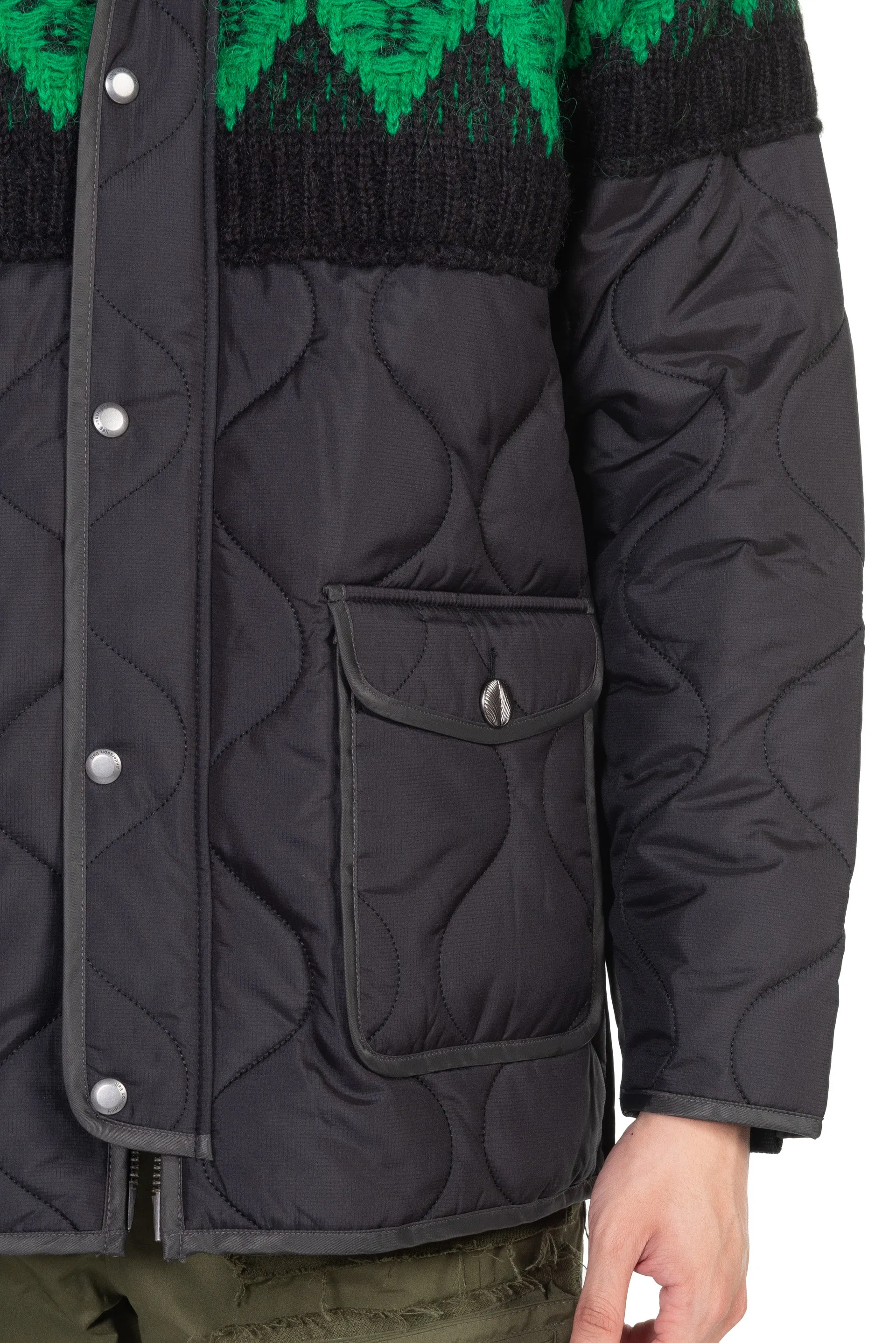 Unisex Nordic Knit Patch Quilted Parka