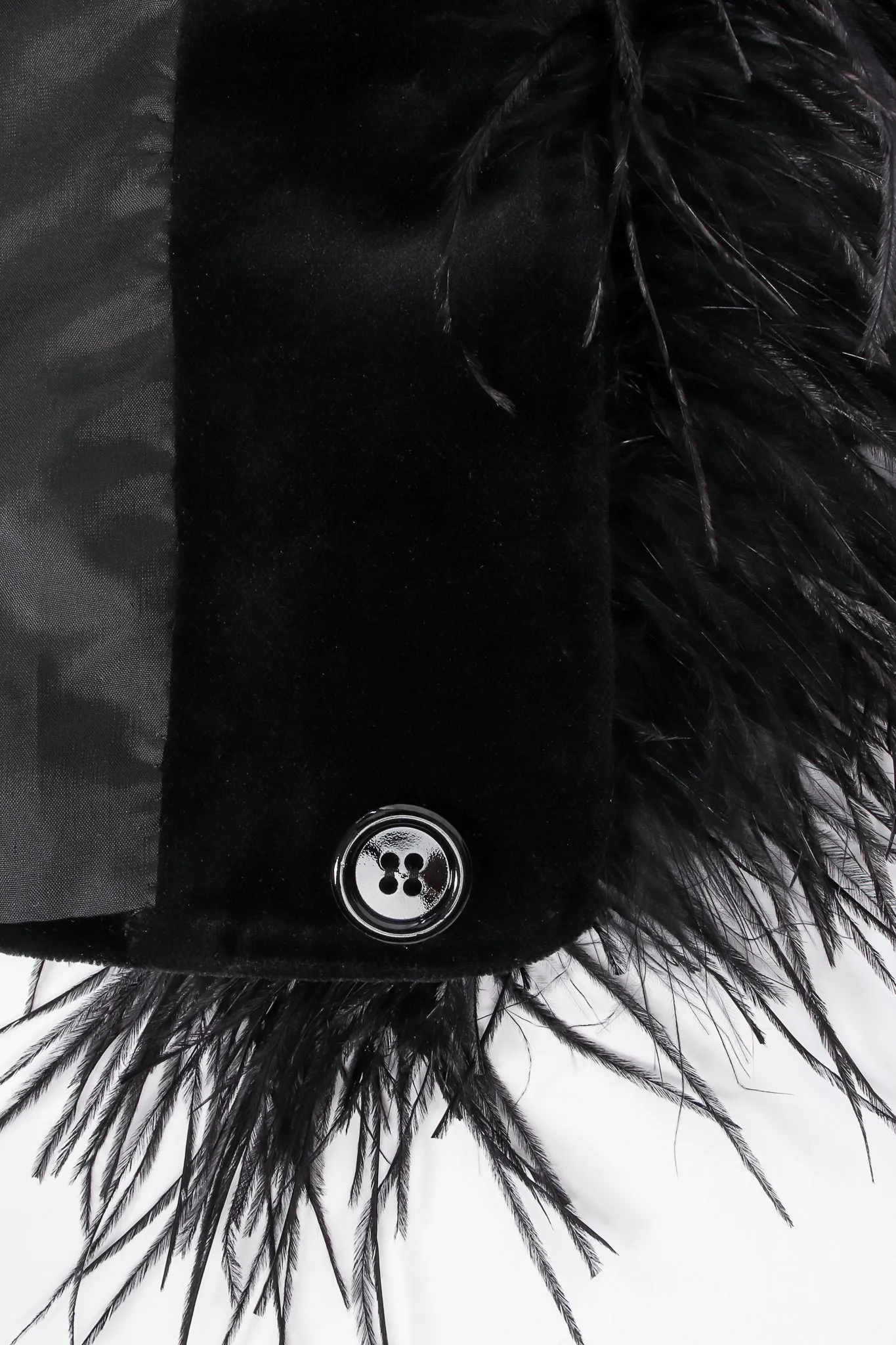 Velvet Ostrich Feather Trim Jacket