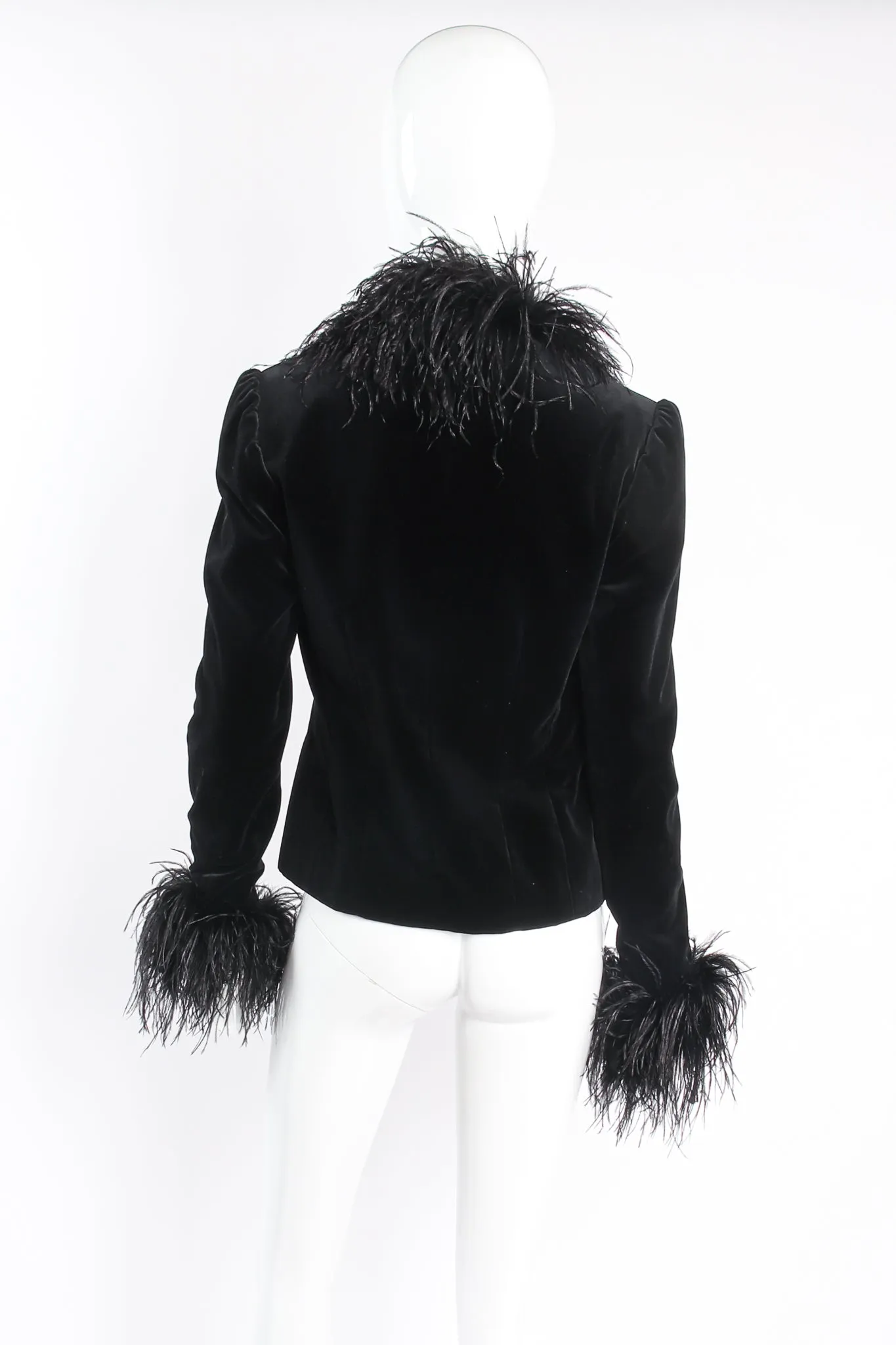 Velvet Ostrich Feather Trim Jacket