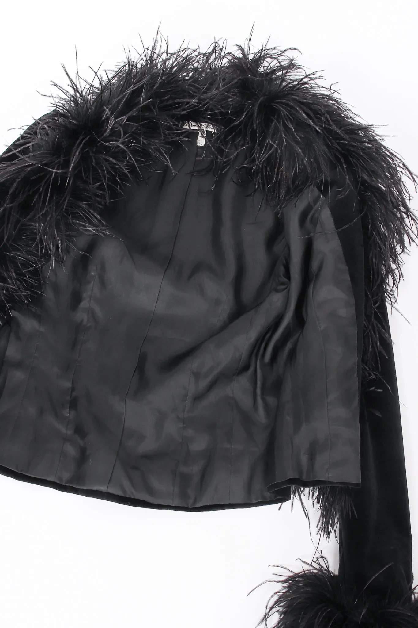 Velvet Ostrich Feather Trim Jacket