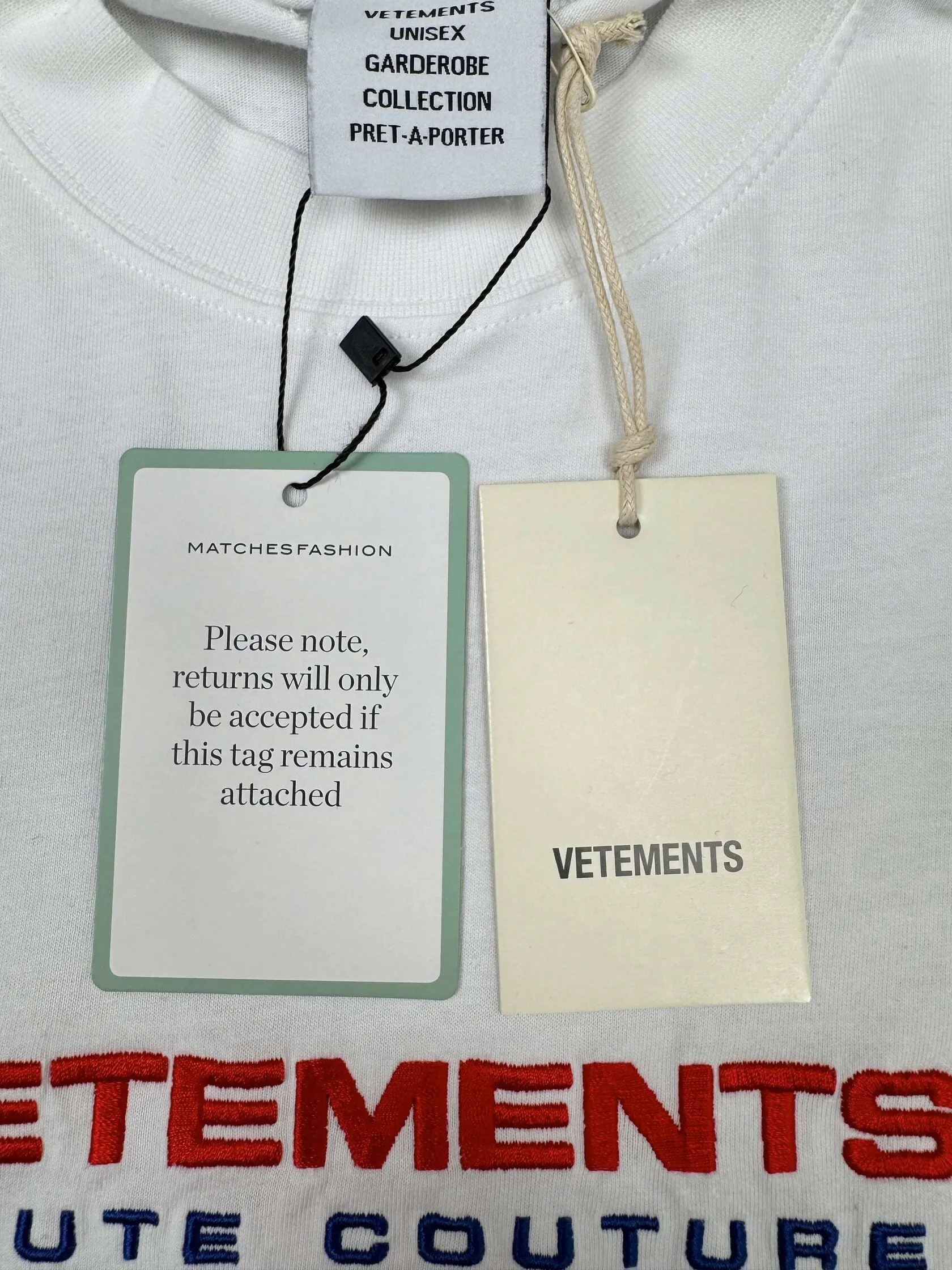 Vetements French Flag Embroidered T-Shirt - White (Unused)