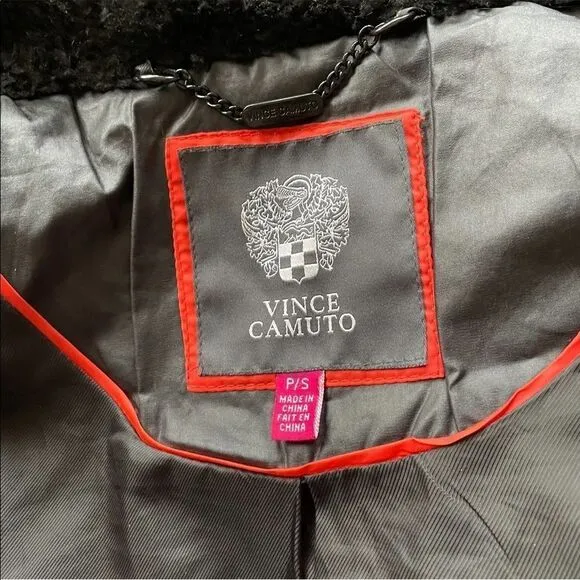 VINCE CAMUTO Winter Down Feather Puffer Coat Parka Hood Black S