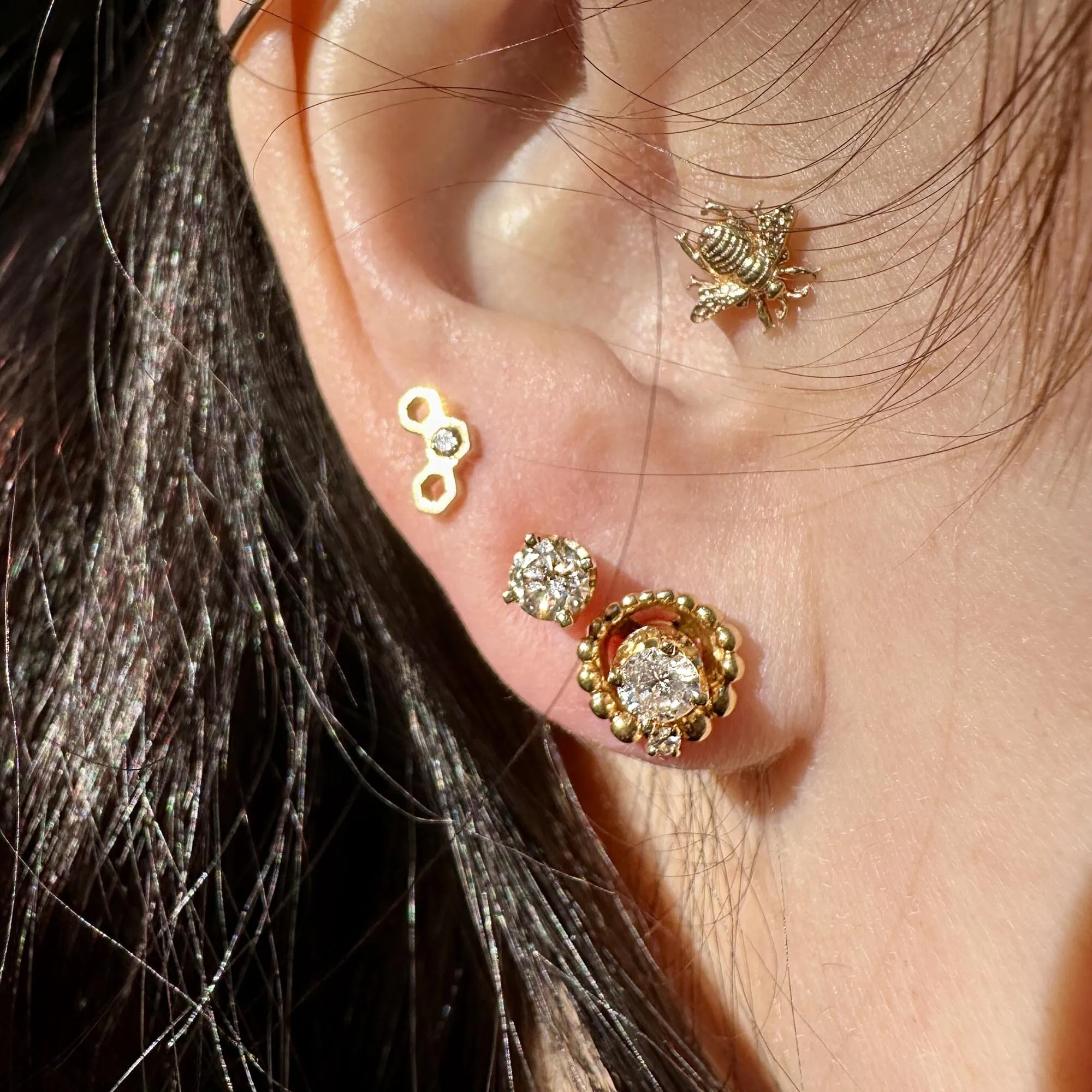 Vintage 18K Gold Diamond Stud Earrings with Jackets