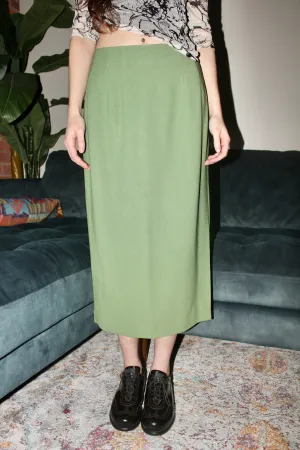 Vintage 90s Avocado Midi Skirt (M)