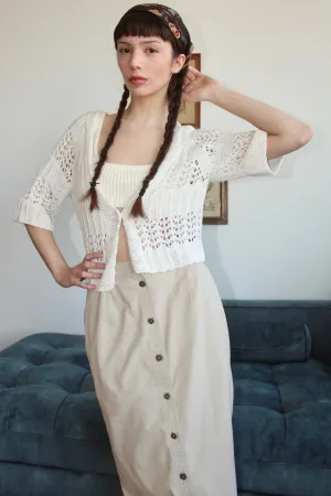 Vintage 90s Cropped Ivory Knit (M)
