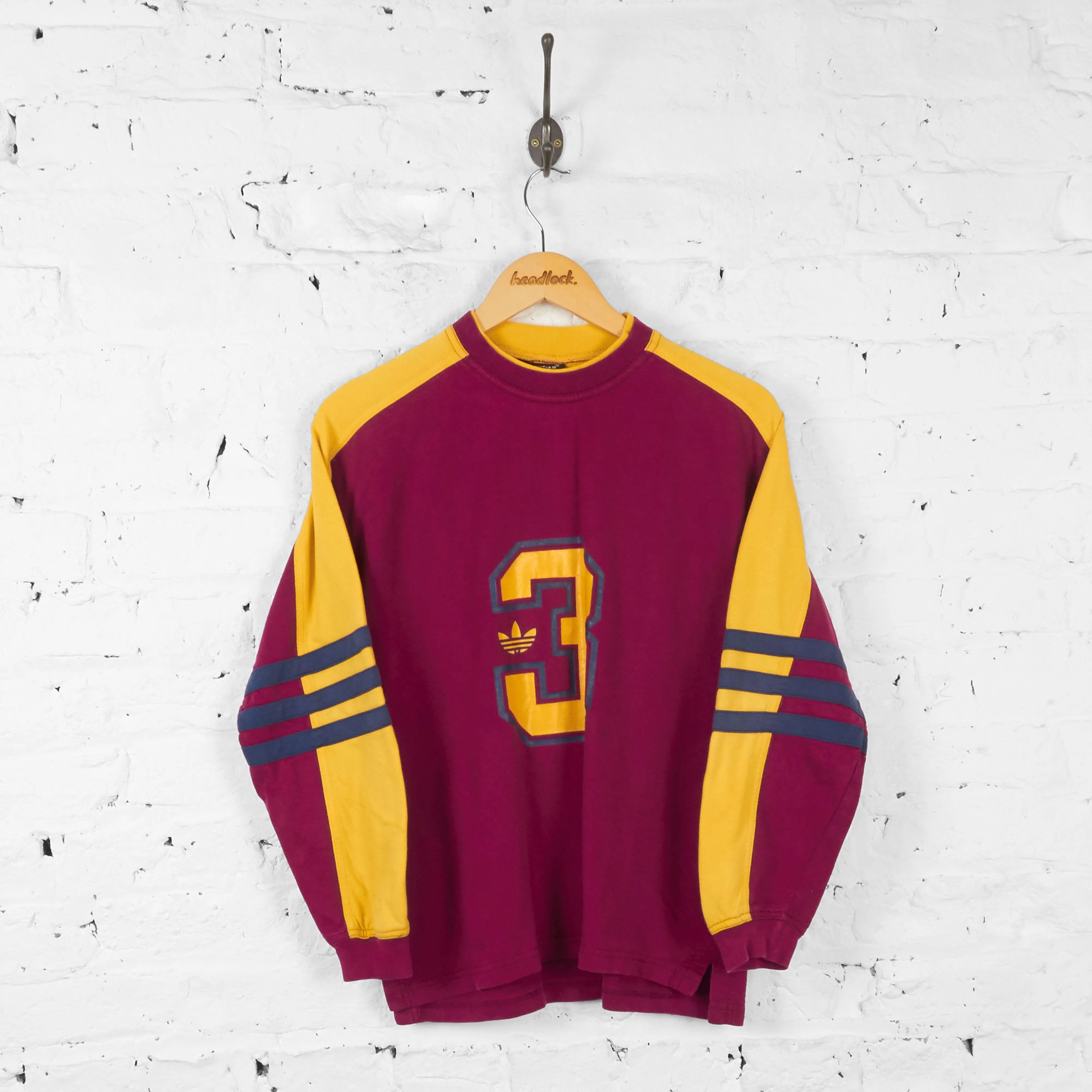 Vintage Adidas T-shirt - Burgundy/Yellow - M