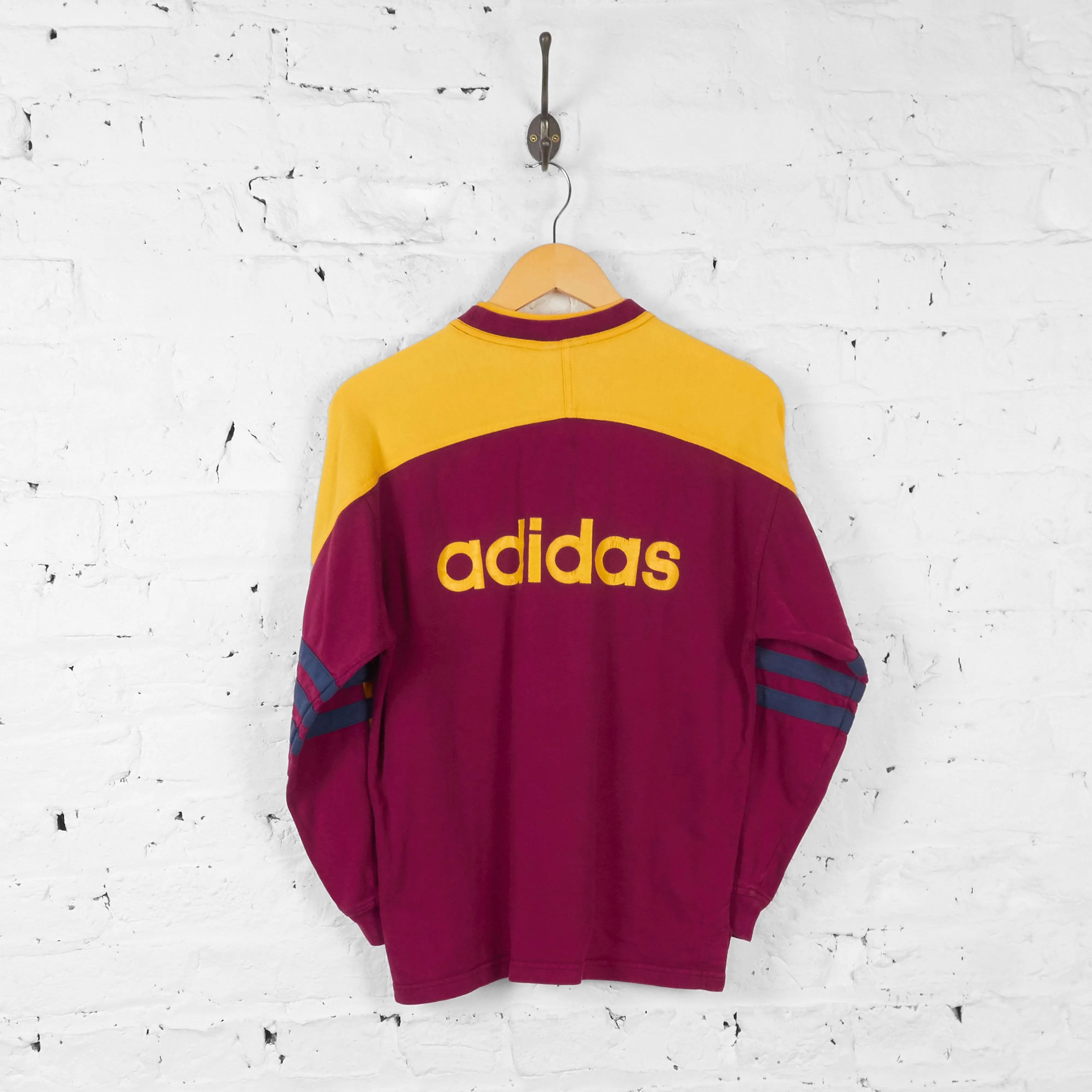 Vintage Adidas T-shirt - Burgundy/Yellow - M