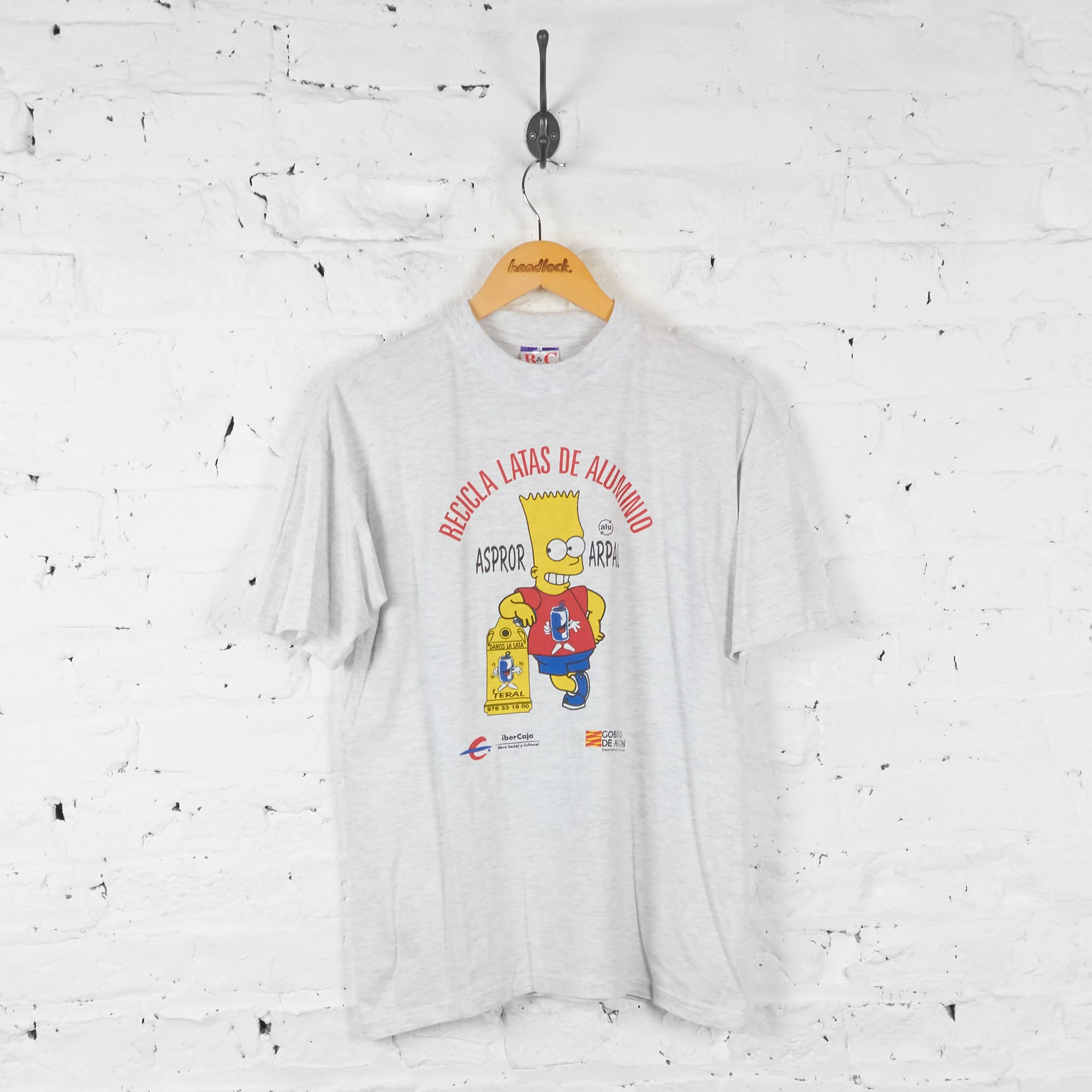 Vintage Bart Simpson Recycling T-shirt - Grey - M