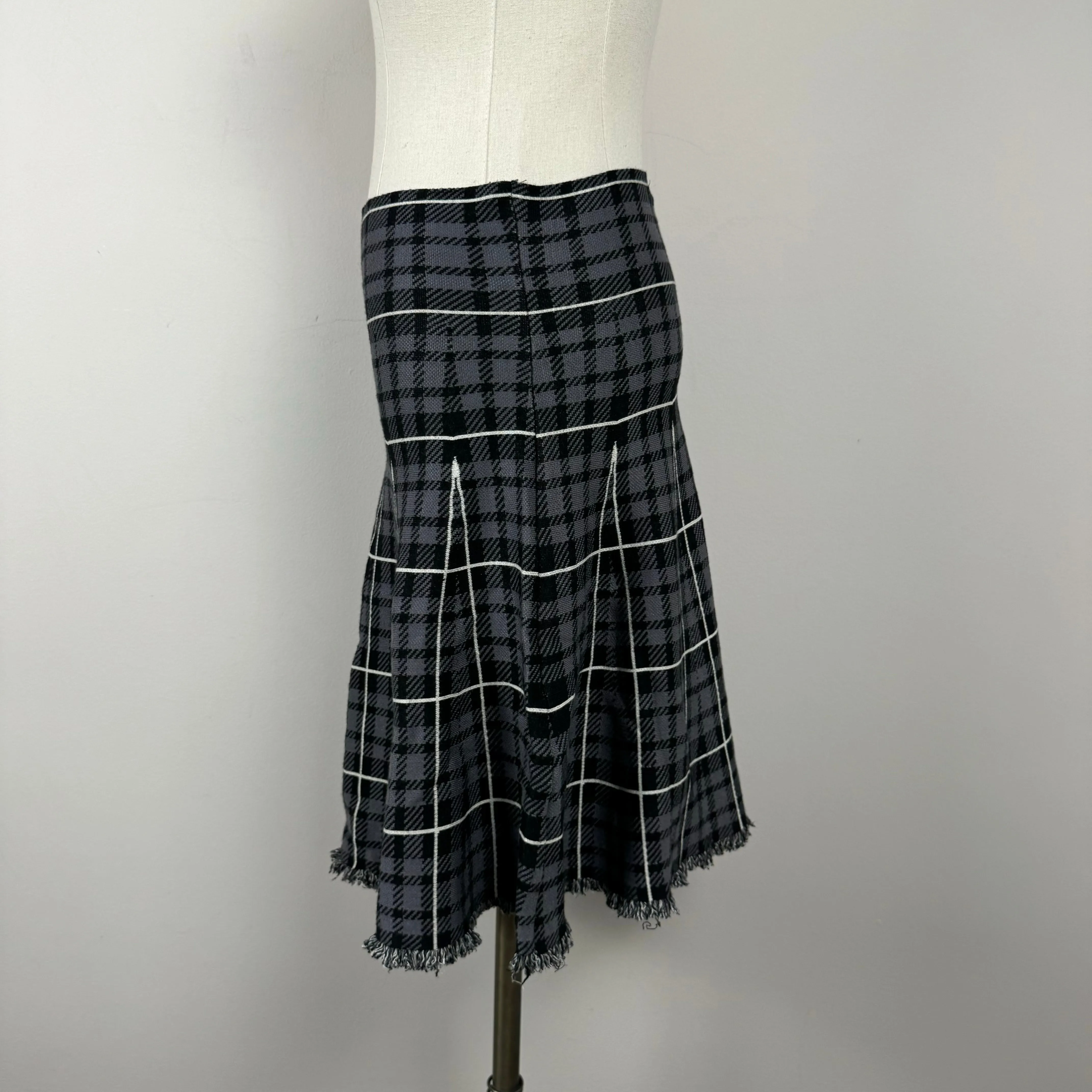 Vintage Plaid Knit Midi Skirt
