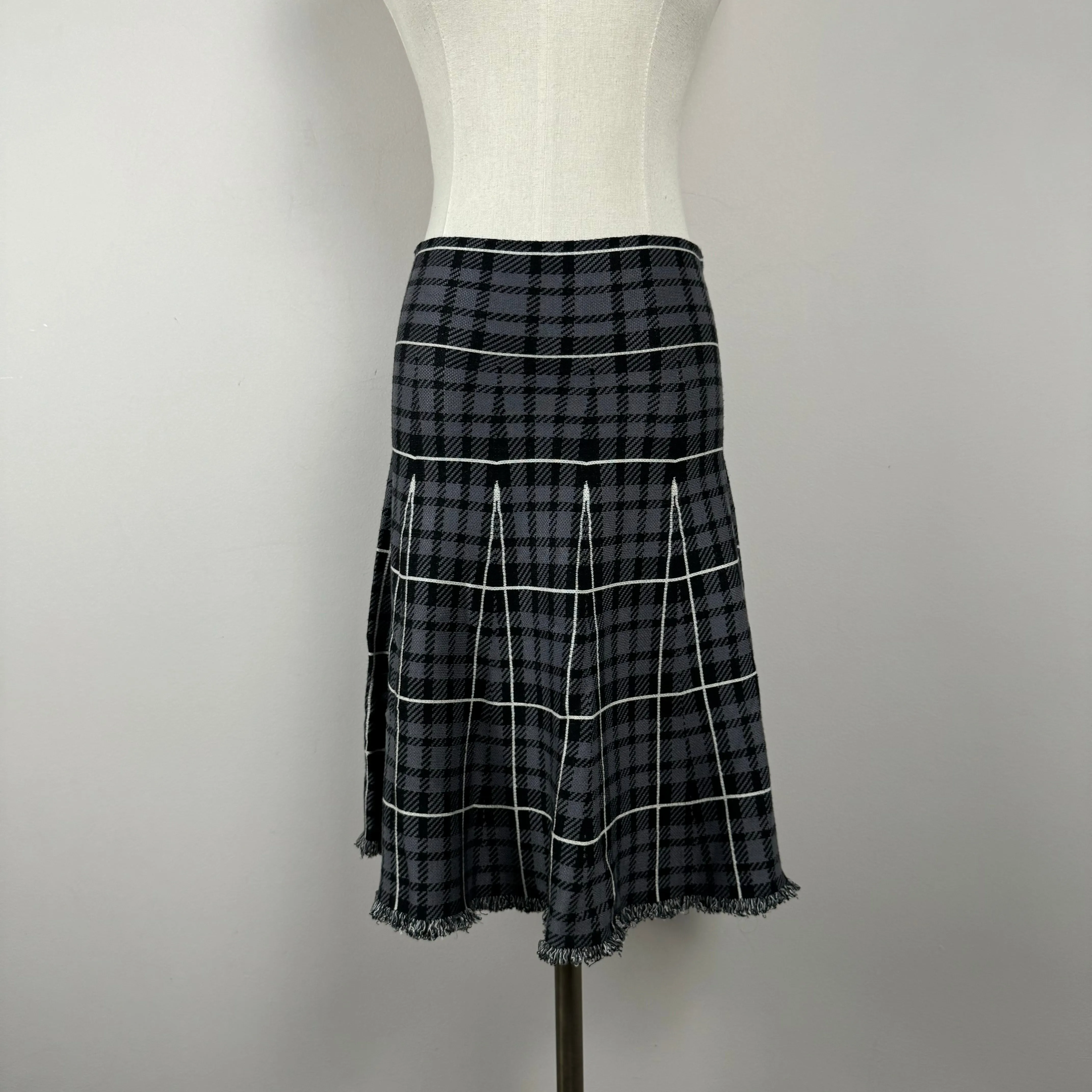 Vintage Plaid Knit Midi Skirt