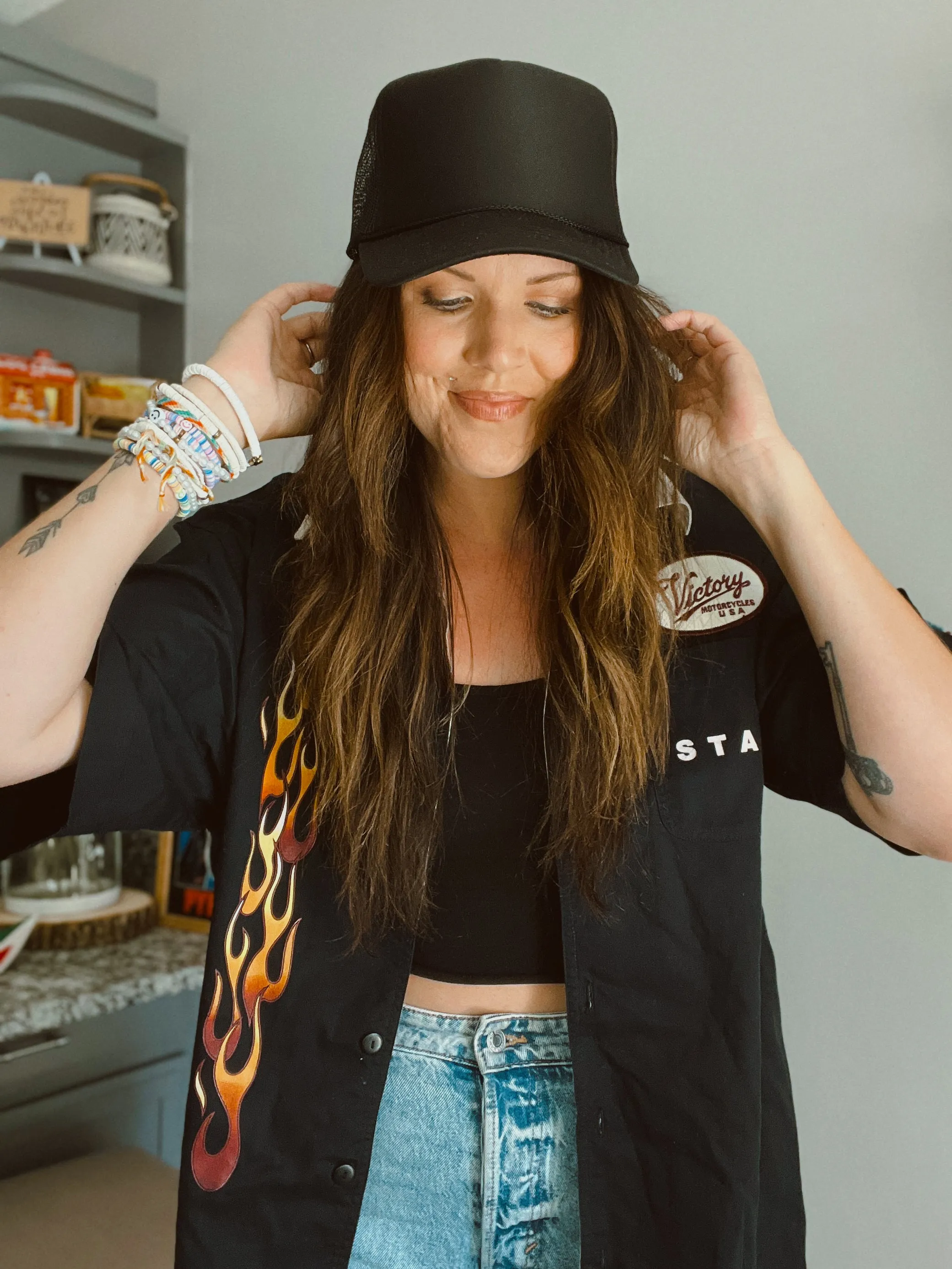 Vintage Victory Motorcycles Staff Button Up Shirt