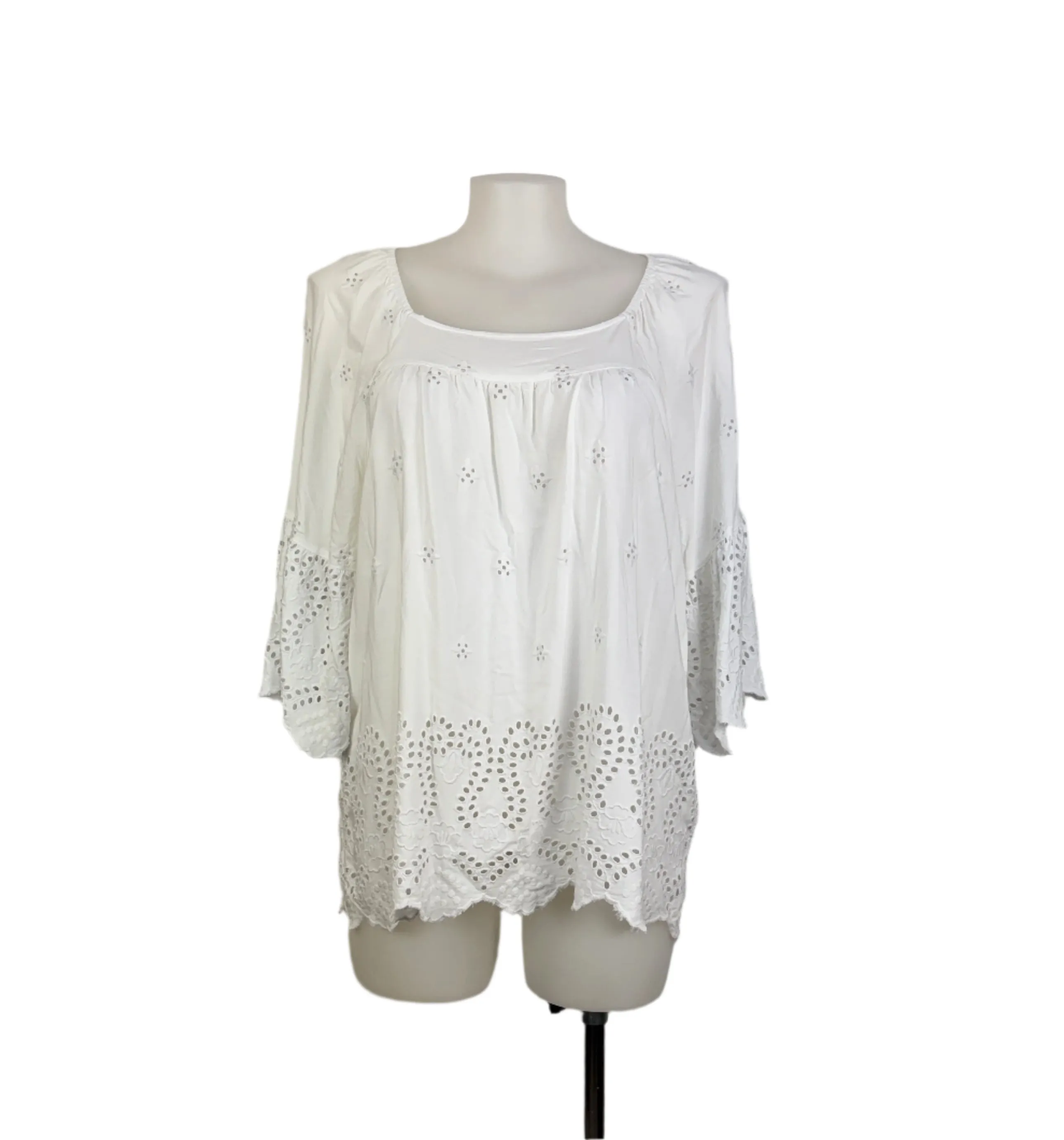 Virtuelle Viscose Broderie Anglaise Bohemian Top Size 18