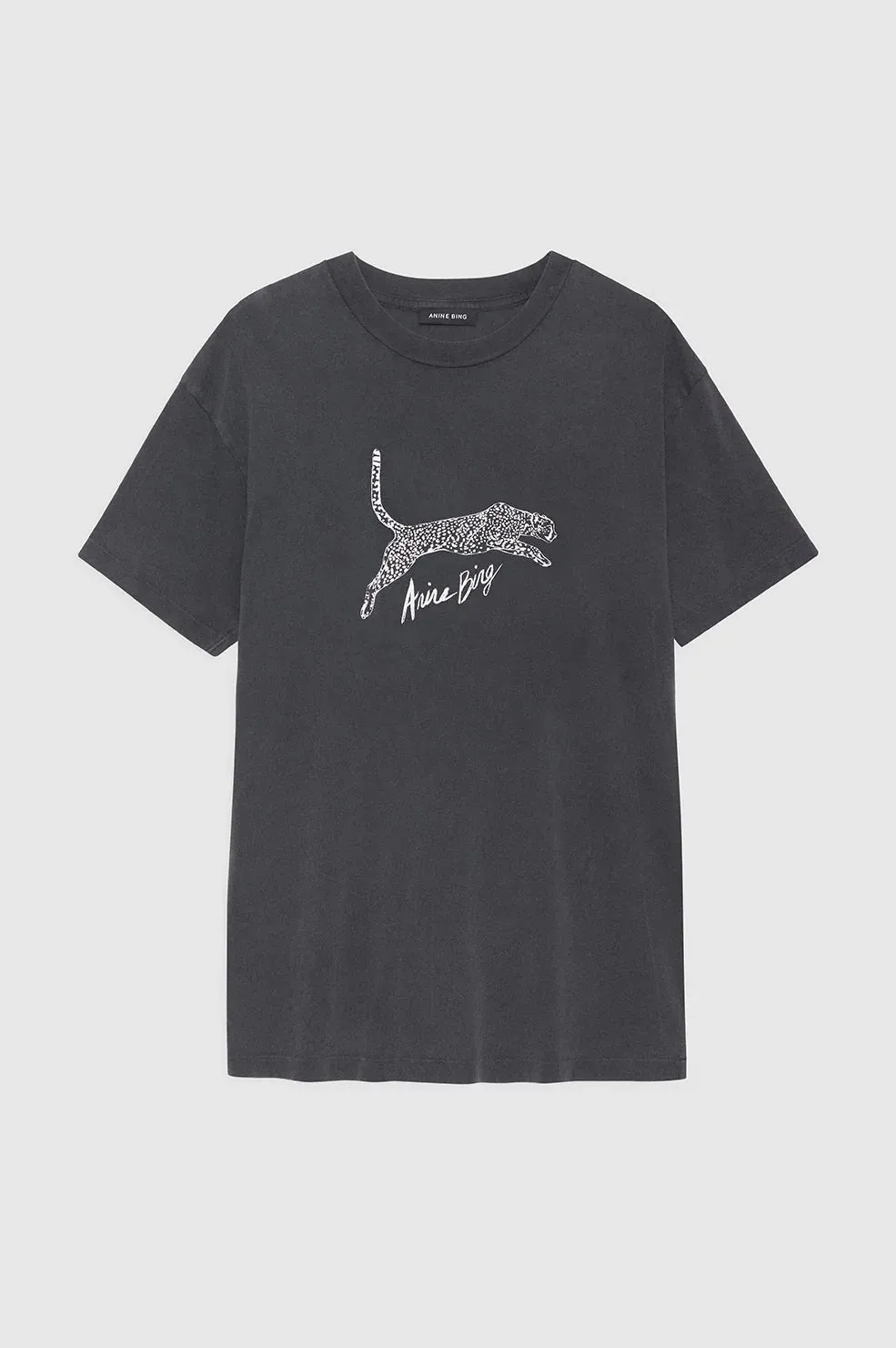Walker Tee Spotted Leopard - Washed Black