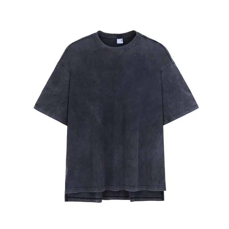Washed Gray Oversized Half-Sleeved Shirt