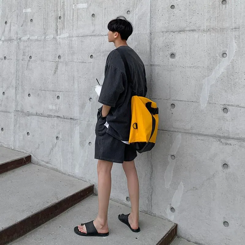Washed Gray Oversized Half-Sleeved Shirt
