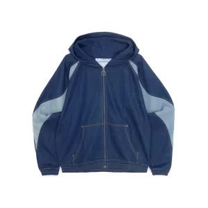 Wavy Denim Zip Hoodie