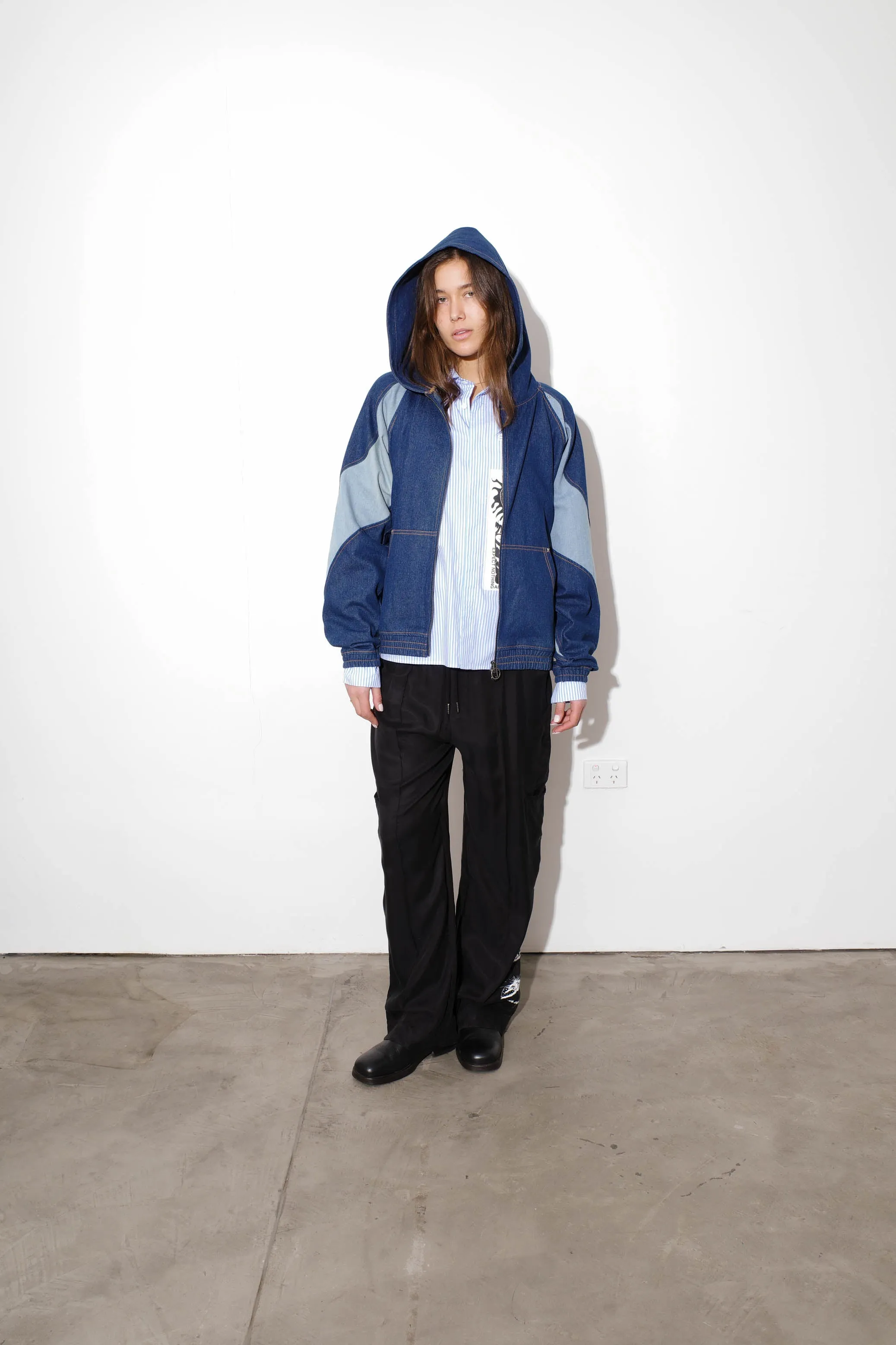 Wavy Denim Zip Hoodie