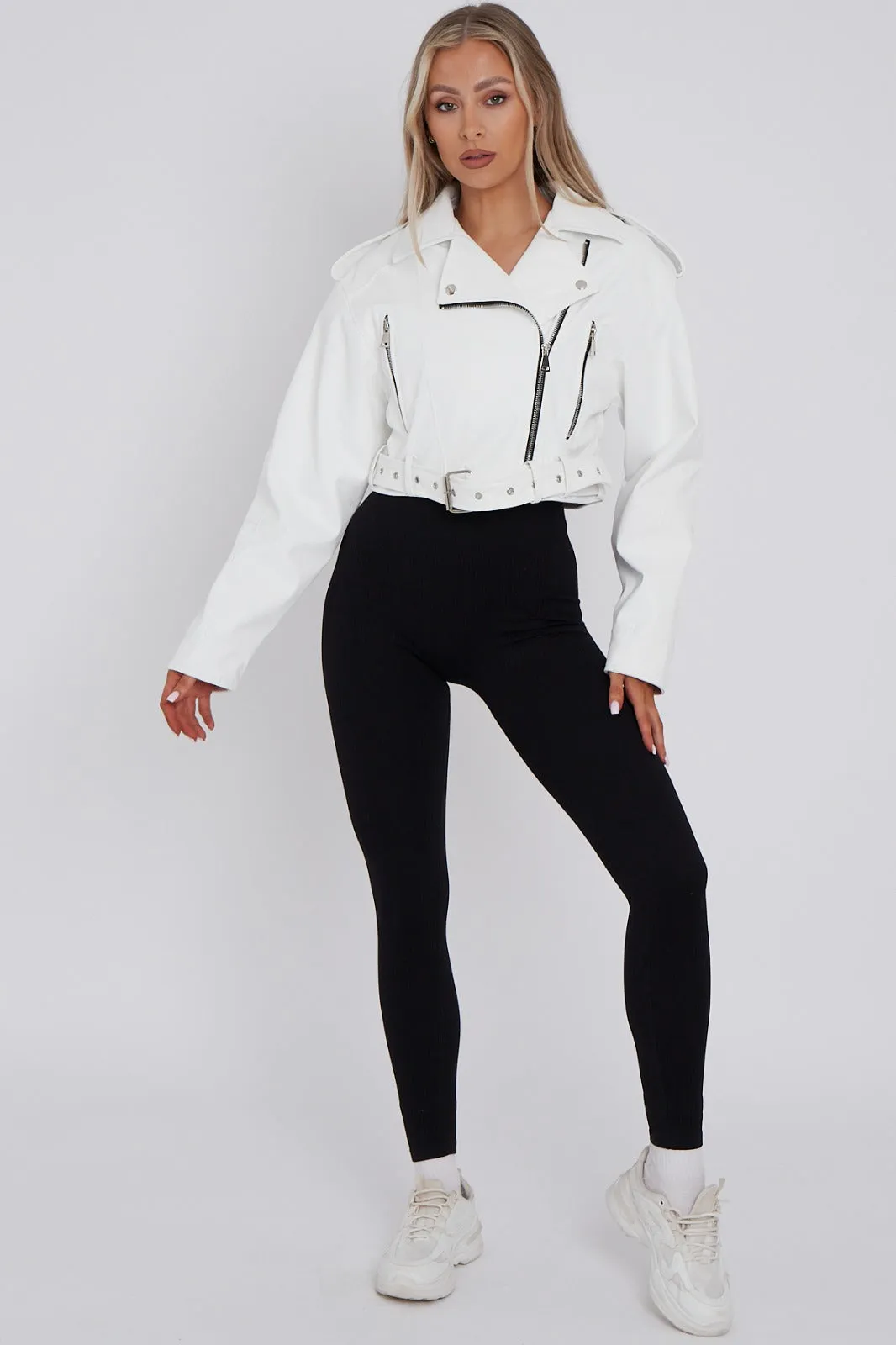 White Faux Leather Jacket