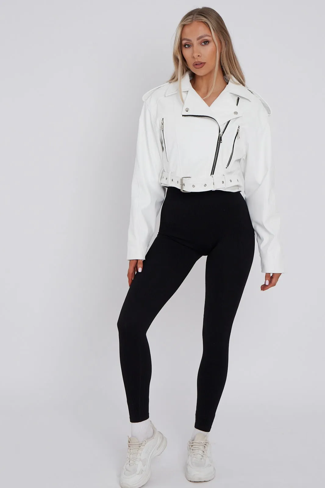 White Faux Leather Jacket