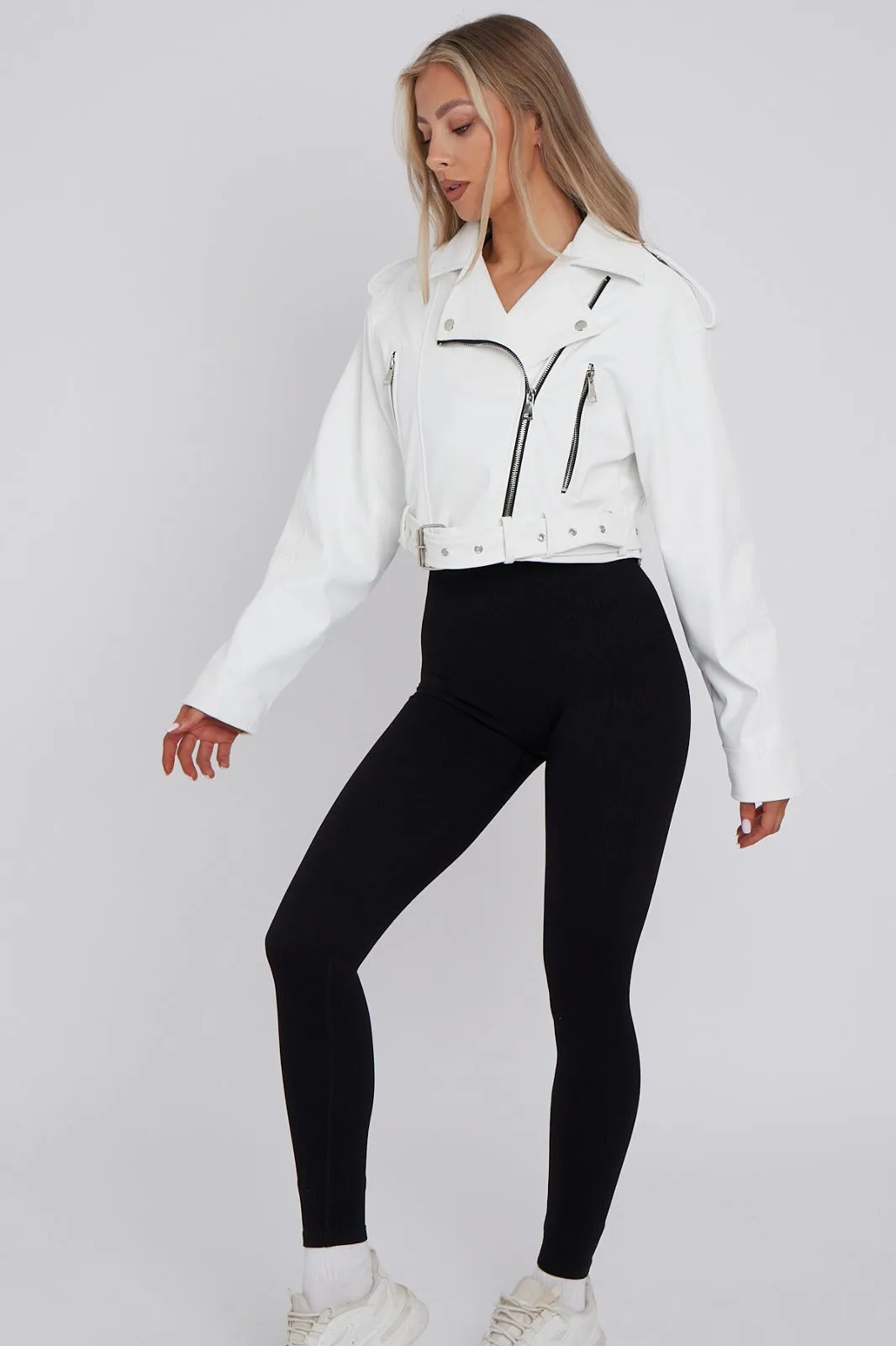 White Faux Leather Jacket