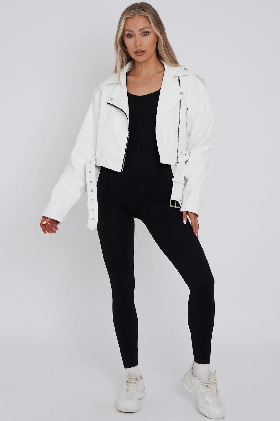 White Faux Leather Jacket